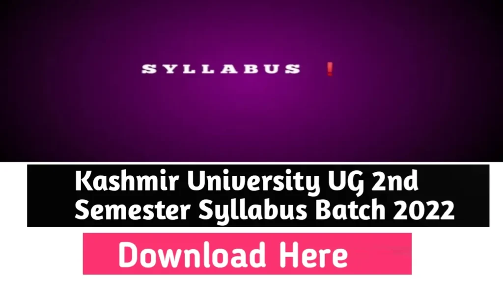  UG 2nd Semester Syllabus Batch 2022
