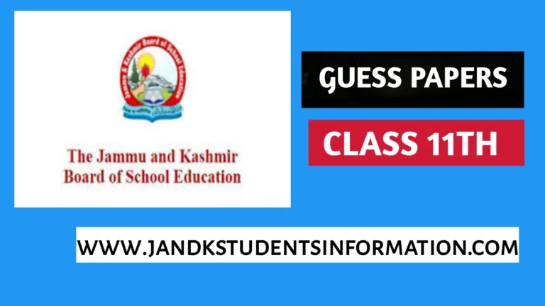 JKBOSE Class 11th Physics Guess Paper 2023 Download Here