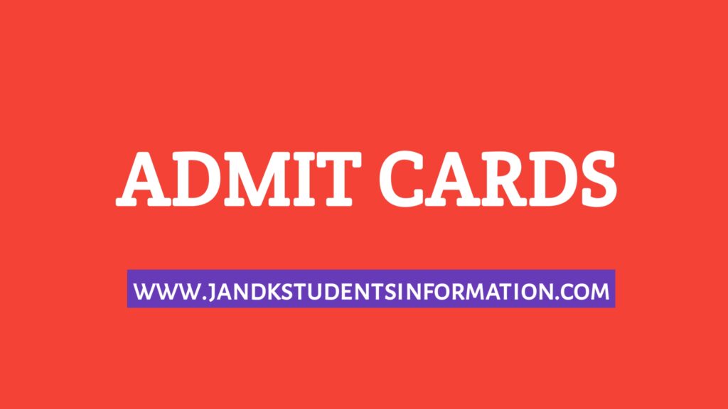 JKSSB FAA Exams Admit Cards Available Now